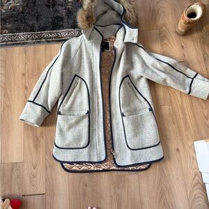 J. Crew Gray Coat with Faux Fur Hood